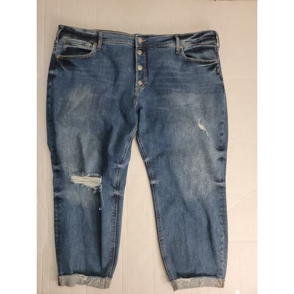 Silver Jeans Womens Sz Plus 24 Boyfriend Jean Distressed High Rise Stretch - Picture 2 of 11